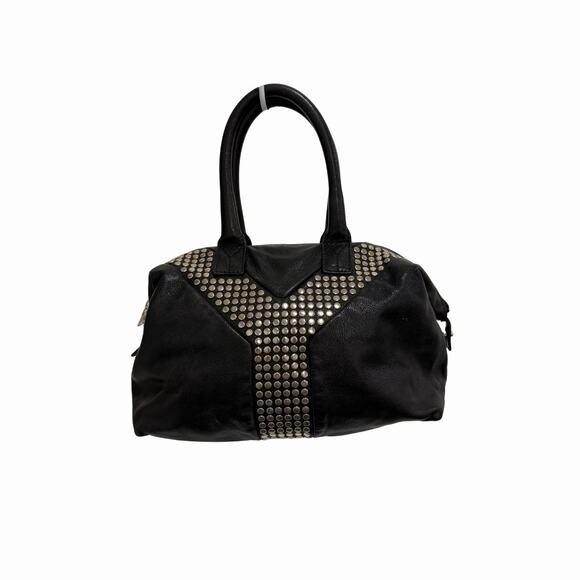 YSL Yves Saint Laurent Large Easy Y Shoulder Bag Black Chevre Leather Rock Studs - Picture 2 of 4